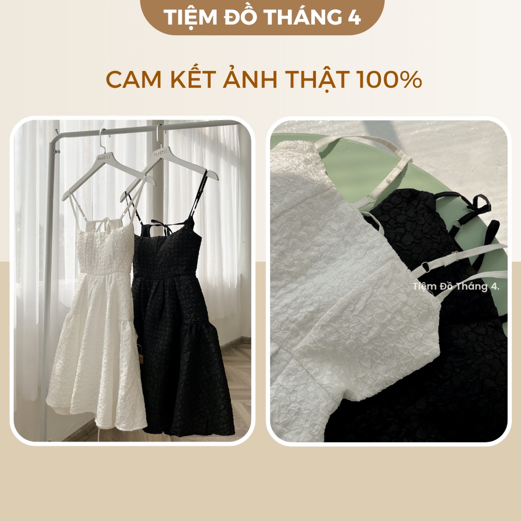 Váy Babydoll Hở Lưng 2 Dây Chất Gấm Xốp TIỆM ĐỒ THÁNG 4 SWAN DRESS