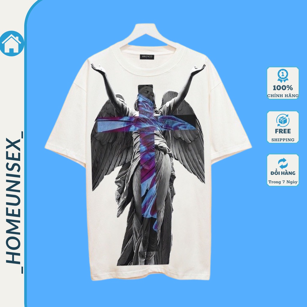 Áo Phông Tay Lỡ 100% Vải Cotton Phong Cách Ulzzang In Hình Thập Giá Xanh Cực Chất