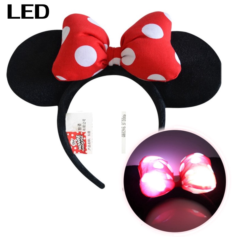 Băng đô chuột Mickey Minnie gắn đèn LED dễ thương