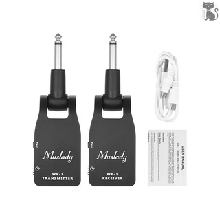COD☆ Muslady 2.4G Wireless Guitar System Transmitter & Receiver Built-in Rechargeable Lithium Battery
