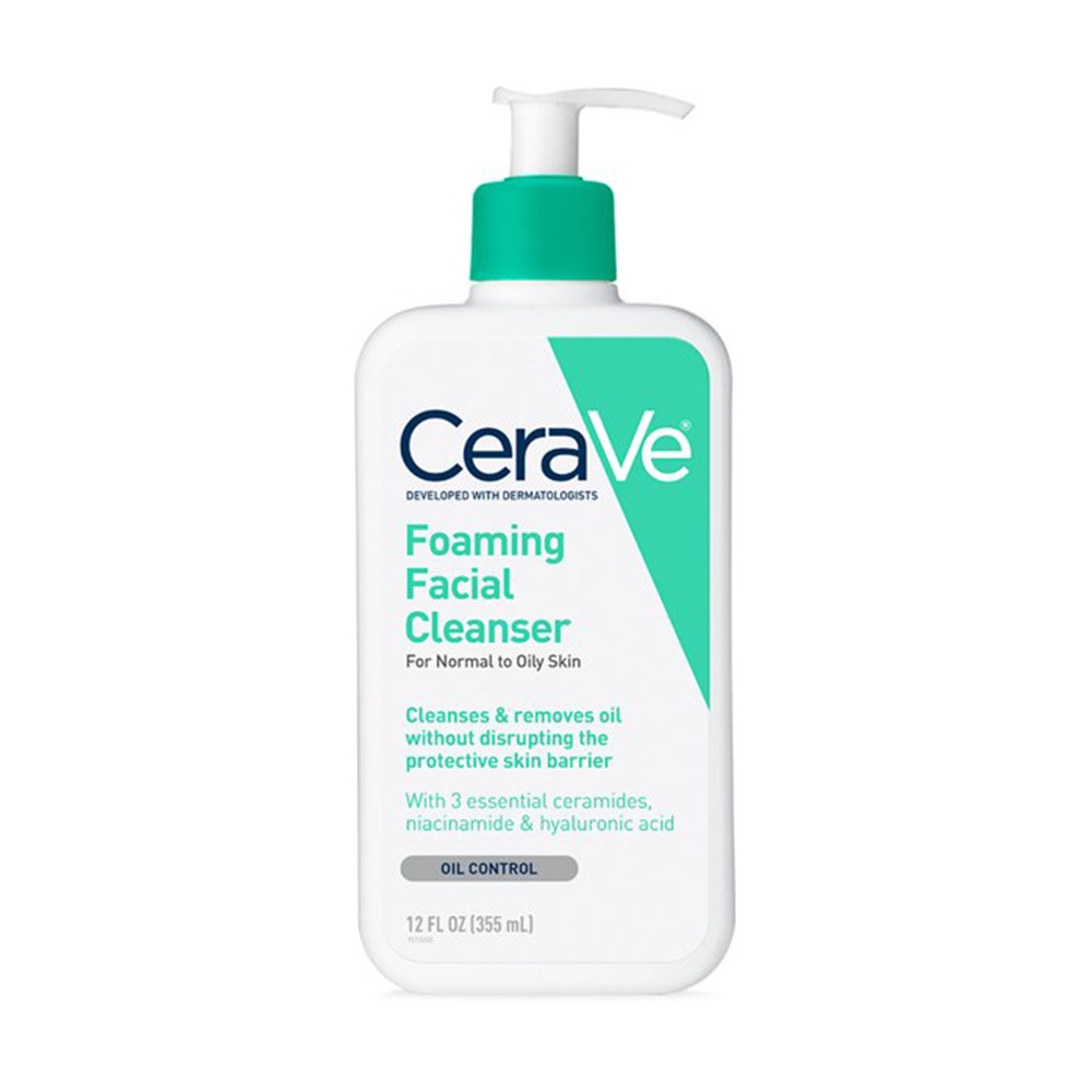Sữa rửa mặt CeraVe dành cho da thường và da dầu CeraVe Foaming Facial Cleanser (Oily Skin Xanh Ngọc)
