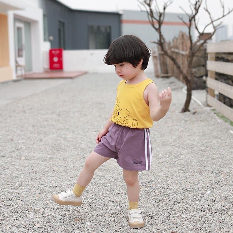 Bộ Ba Lỗ Bé Trai Bé Gái Minky Mom Vải Thun Lạnh May Sát Nách Phối Quần Kẻ Sọc Đáng Yêu Cho Bé BL3