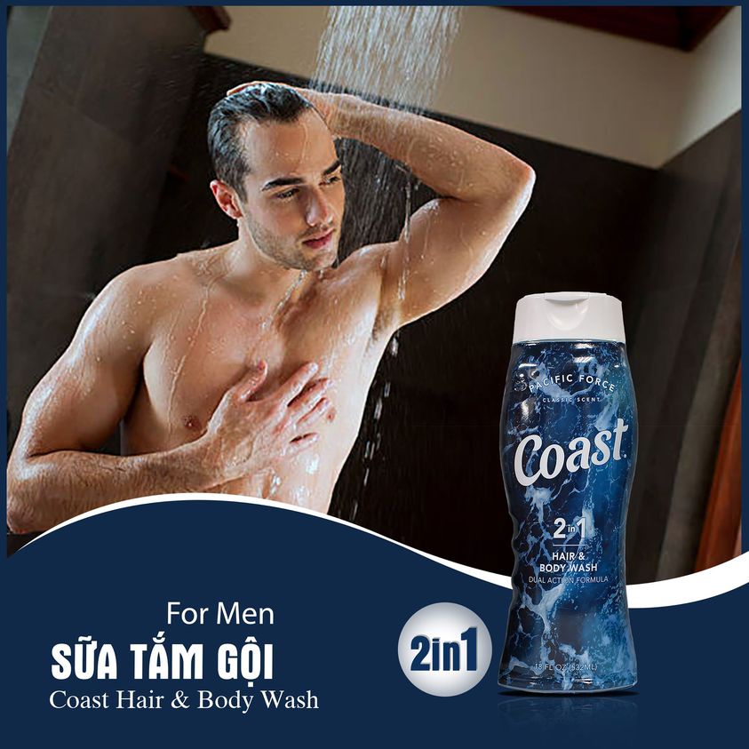 SỮA TẮM GỘI COAST PACIFIC FORCE 532ML (NAM)