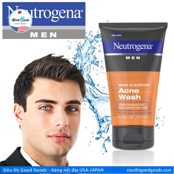 Gel rửa mặt Neutrogena Men Skin Clearing 150ml- Chai