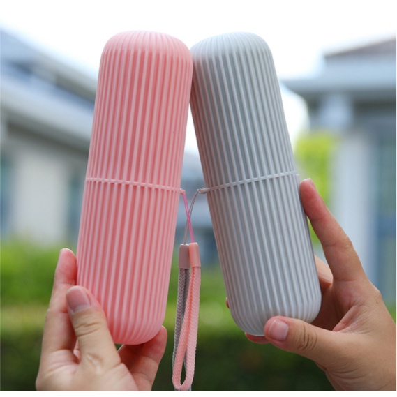 Hũ Hộp Đựng Bàn Chải Và Kem Đánh Răng Kiểu TRÒN CÓ VÂN S8 (Kiêm 2 Cốc) - Khi Đi Du Lịch, Công Tác