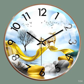 2021☞♝♟Đồng hồ treo tường gia đình siêu yên tĩnh phong cách châu Âu phòng khách Ánh sáng Bắc Âu sang trọng đồng hồ treo