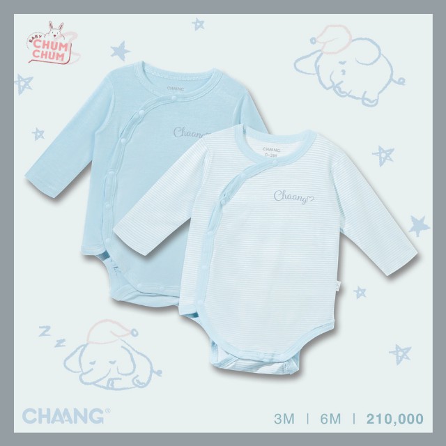 Set Áo Bodychip Cotton Sơ Sinh Dài Tay Cúc Chéo Cho Bé Dreamy Chaang Babychumchum 0-6 Tháng