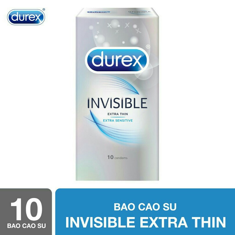 [COMBO 2] Bao cao su Durex Invisible - BCS siêu mỏng cảm giác thật + TẶNG 1 Gel durex Play (50 ml).