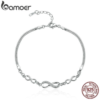 Vòng Đeo Tay Bamoer Bằng Bạc 925 Mặt Tình Yêu Vĩnh Cửu Tùy Chỉnh Cho Nữ