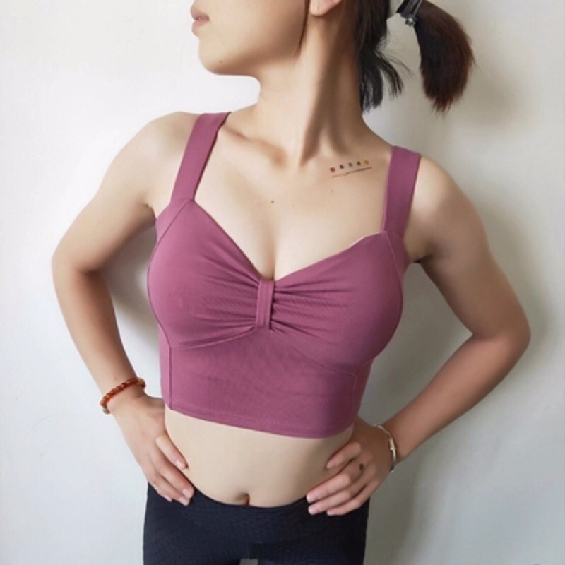 Áo croptop nơ có sẵn mút tập gym yoga nữ siêu đẹp