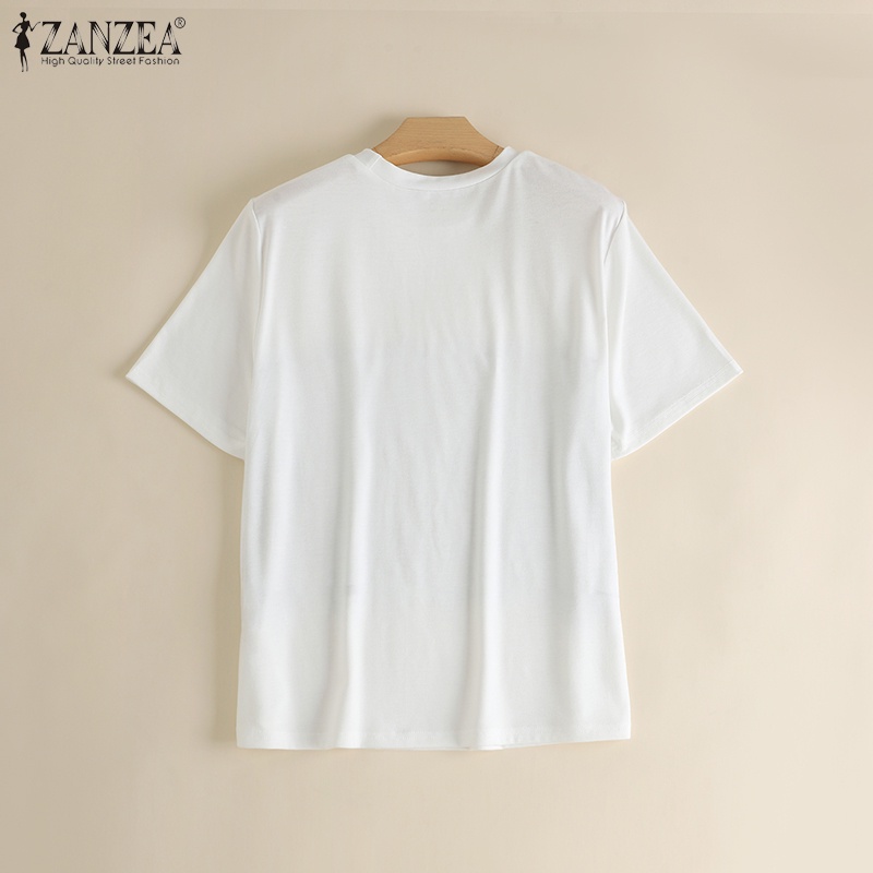 Áo thun ZANZEA tay ngắn phối ren cổ tròn cho nữ