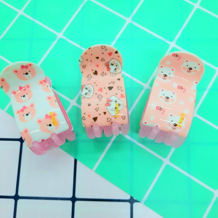 Kẹp tóc càng cua 5 răng 3D họa tiết thú cute