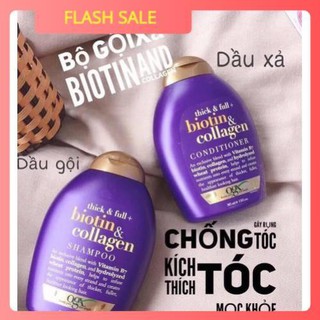 Bộ dầu gội xả trị rụng tóc ogx thick & full biotin & collagen 385ml