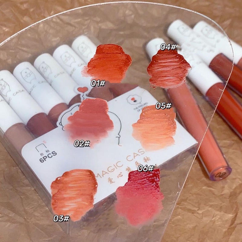 [Hàng mới về] Set 6 Son Kem Lì MAGIC CASA bear Lip Glaze velvet  chống nước lâu trôi