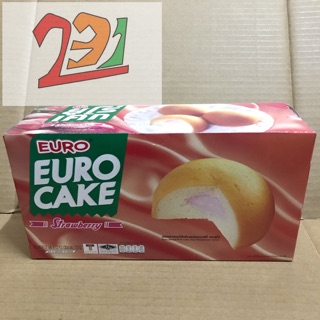 Hộp 12 Túi Bánh Trứng Euro Cake Dâu 204g
