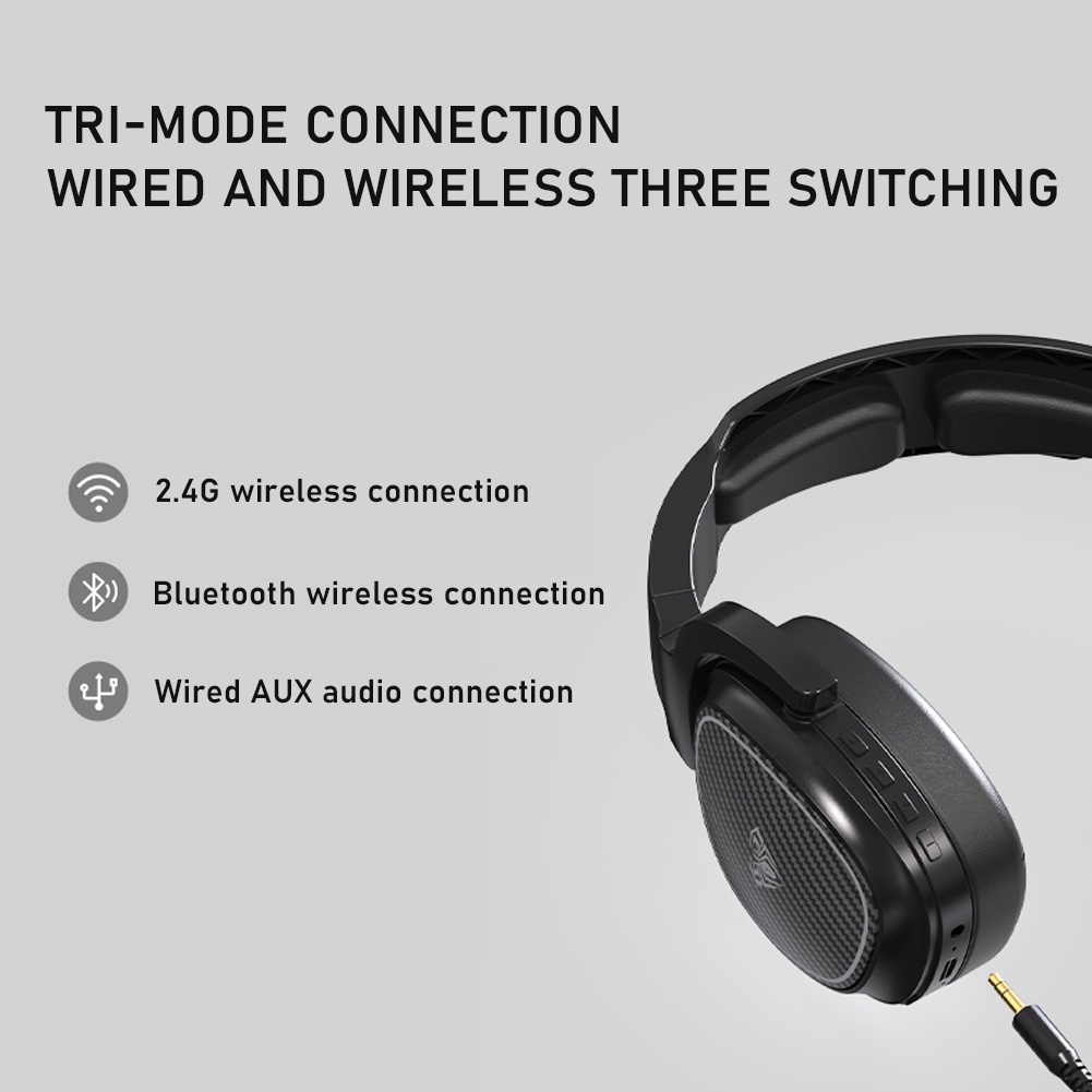 Tai Nghe Chụp Tai AULA F608 Có Dây + 2.4G + bluetooth) Chống Tiếng Ồn Có Đèn LED Dành Cho Điện Thoại / Máy Tính Bảng / Laptop