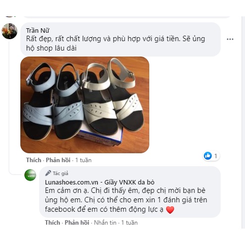 Giày bệt nữ da bò 100% đế cao su siêu bền Lunashoes (1082) full box hàng cao cấp có sẵn giày trung niên cho mẹ