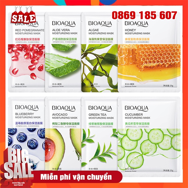 Mặt Nạ Giấy Dưỡng Da Bioaqua Mask Cấp Ẩm Trắng Da Thu Nhỏ Lỗ Chân Lông Giúp Da Mịn Màng