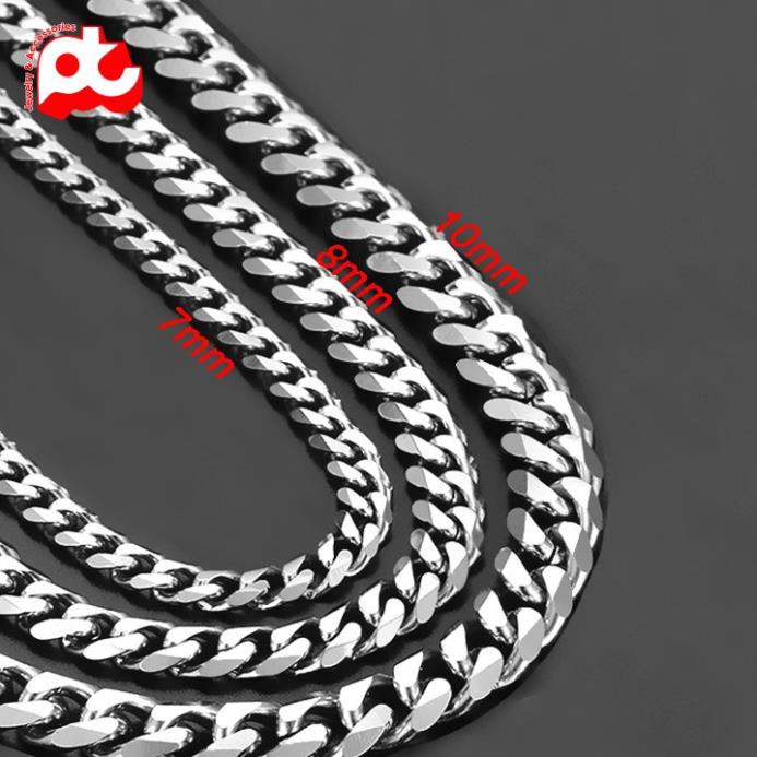 Dây chuyền nam thời trang đẹp titan thép không gỉ kiểu lặc xéo cao cấp PT JEWELRY kích cỡ 8mm màu trắng PTDCNA158