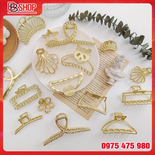 Kẹp Tóc Càng Cua Kim Loại Vàng Phong Cách Trang Nhã Nhẹ Nhàng Cho Nữ Size 8cm