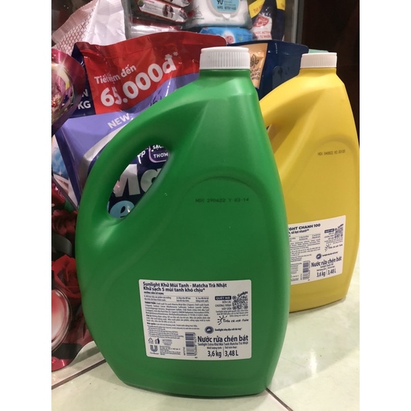 Nước rửa chén Sunlight trà xanh can 3,6kg