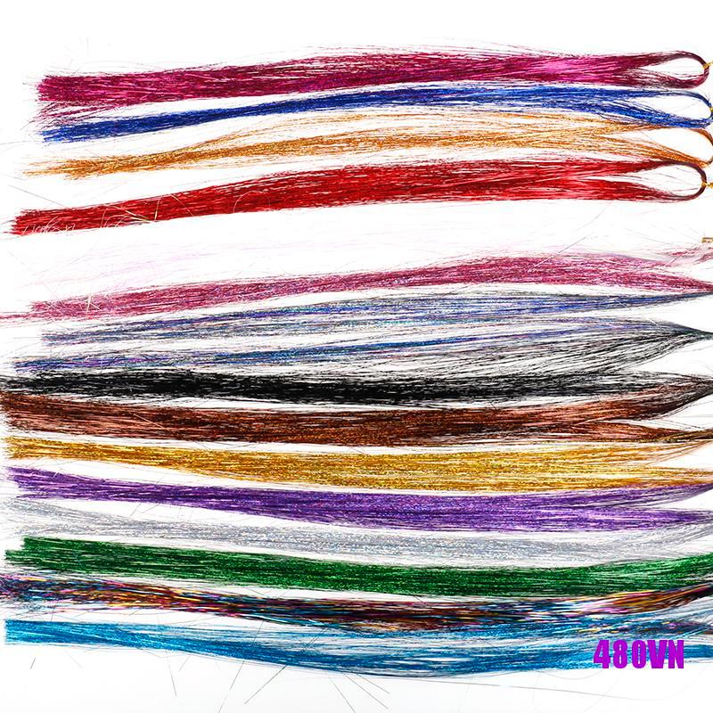 Cuộn 120 Sợi Dây Kim Tuyến Màu Cầu Vồng Trang Điểm Tóc Sành Điệu