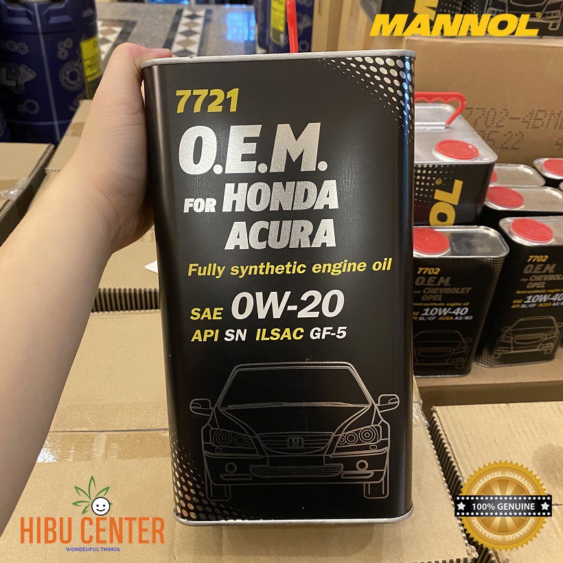 Nhớt MANNOL 0W-20 SN/CF O.E.M Cho Xe Honda, Acura 7721 – 4 Lít Hàng Đức Cao Cấp Chính Hãng – HIBUCENTER