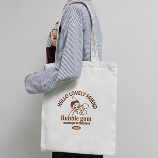 Túi Tote Canvas In Bubble Gum