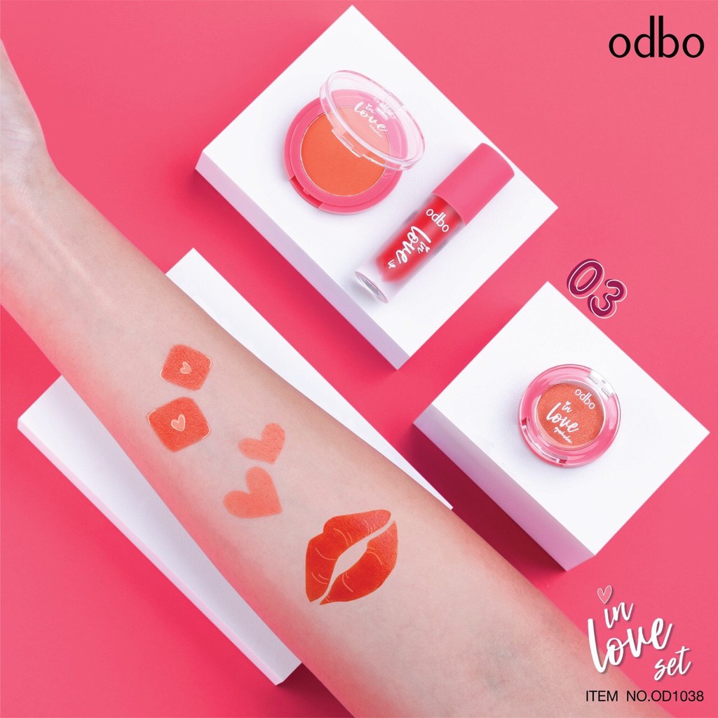 [Set 3 Món valentine] Phấn Mắt-Má-Môi Tiện Lợi Odbo In Love OD1038