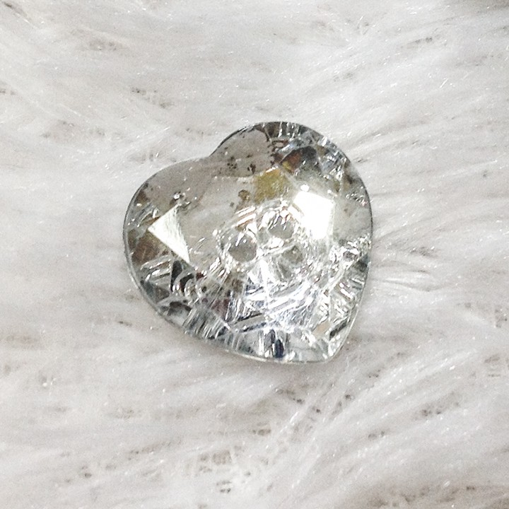 Cúc áo trái tim nút khuy ánh bạc pha lê size 1.5CM lấp lánh siêu đẹp