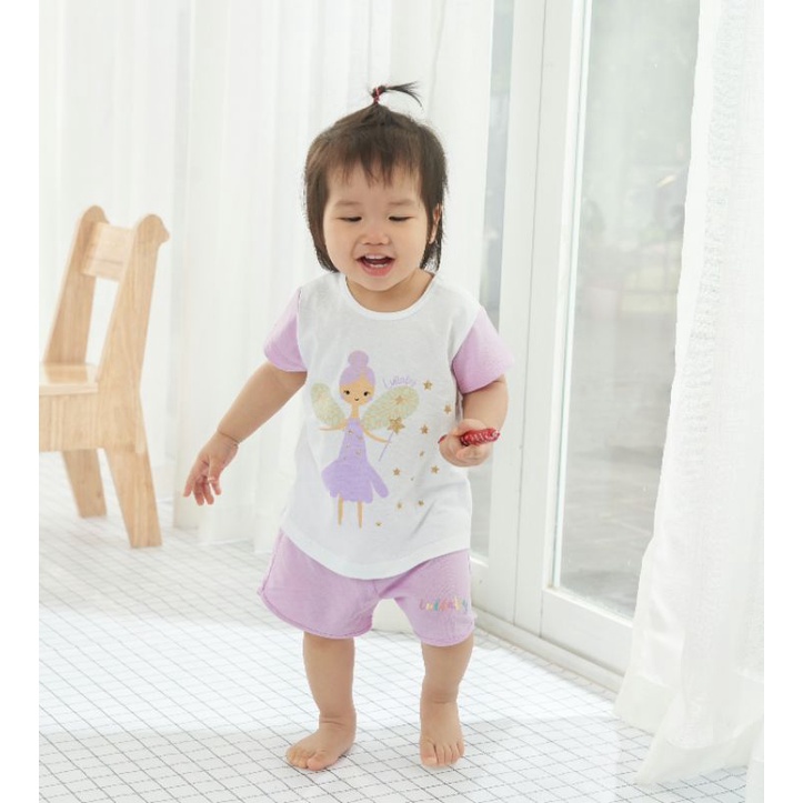 (6 tháng->4 tuổi) Bộ cộc tay cài vai bé gái Lullaby chất cotton cao cấp (NH641P)