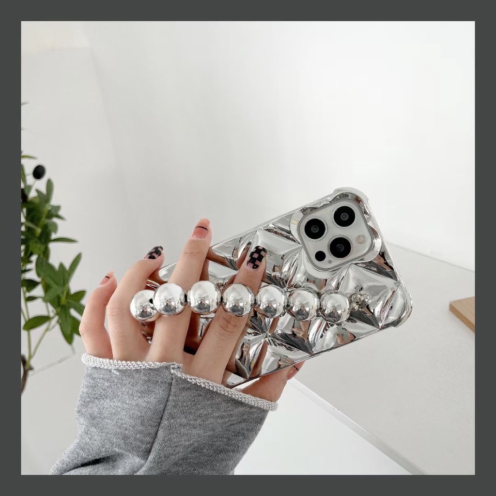 Ốp điện thoại dẻo chống rơi đính hạt mạ bạc nhân tạo thích hợp cho IPHONE 12 PRO MAX 11 PRO MAX XS MAX XR X 7 PLUS