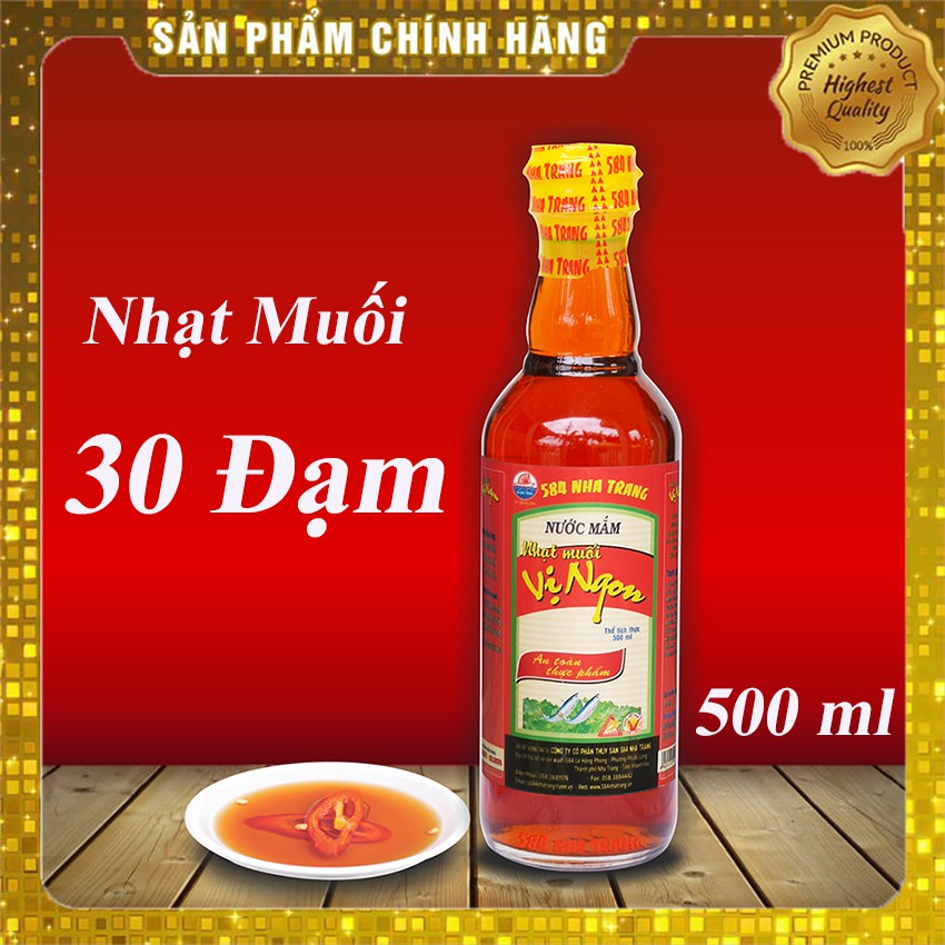 Thùng 6 chai Nước mắm Nhạt muối Vị Ngon, Tốt cho người ăn kiên 30 Độ Đạm - 584 Nha Trang, Chai PET 500ml, Date mới nhất