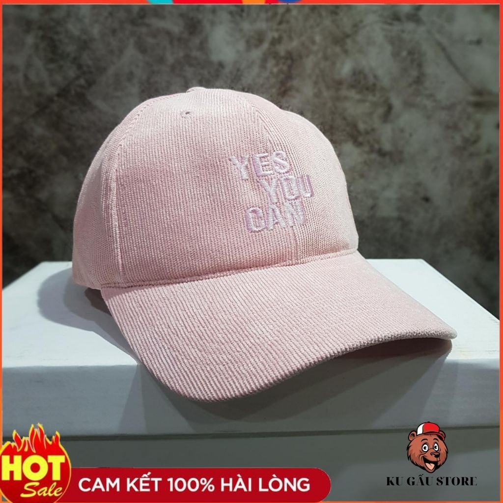 Mũ lưỡi trai nhung🧢YES YOU CAN🧢❤️freeshipxtra❤️chuẩn form quốc tế mềm mại thoáng mát phù hợp cả nam và nữ unisex