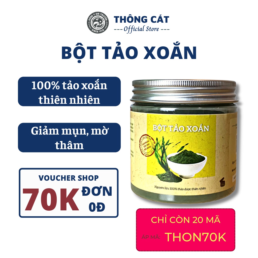 Bột Tảo Xoắn nguyên chất Spirulina Nhật bản 100gr THÔNG CÁT HCM - Tảo xoắn cao cấp chuyên vi kim spa