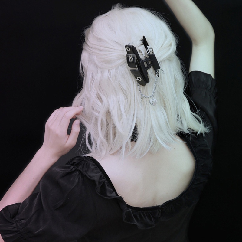 Kẹp Tóc Da Cỡ Lớn Không Trượt Phong Cách Punk Cá Tính