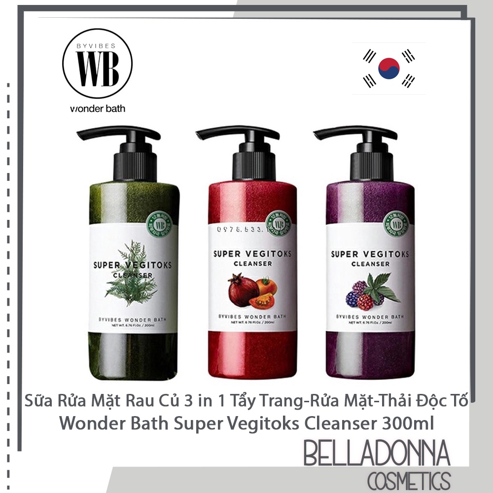 [CHÍNH HÃNG] Sữa Rửa Mặt Rau Củ Giúp Da Săn Chắc, Làm Sáng Da Byvibes Super Vegitoks Cleanser 300ml [Tím]