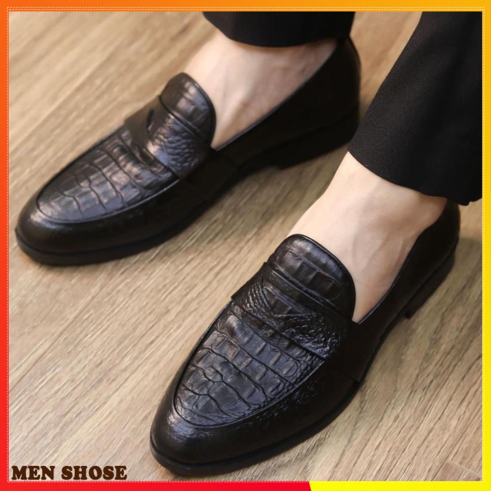 Giày Lười Nam Dập Vân Cá Sấu  đế khâu bền bỉ _ mã x091