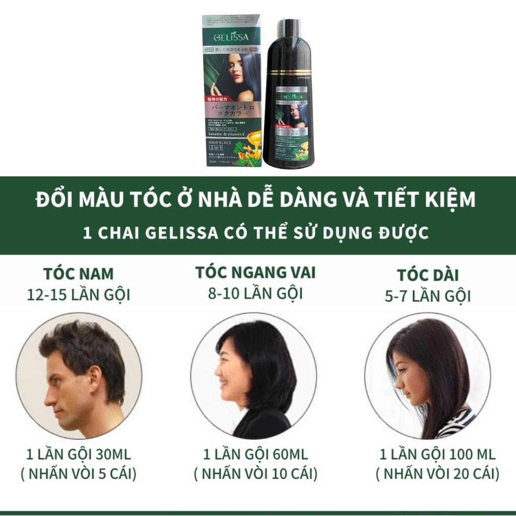 Dầu Gội Phủ Bạc Gelissa 500ml Nhật Bản Dầu Gội Nhuộm Tóc Đen Thảo Dược Tự Nhiên An Toàn Chăm Sóc Tóc SHOP 9999
