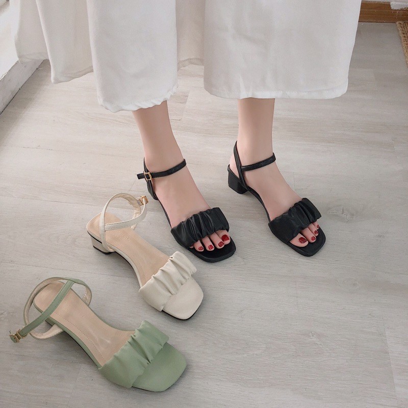 Sandal nữ đế bằng , sandal quai xếp ly hàng Quảng Châu cao cấp