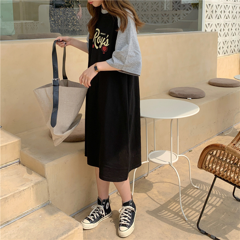 Đầm thun tay ngắn dáng rộng thời trang mùa hè cho nữ