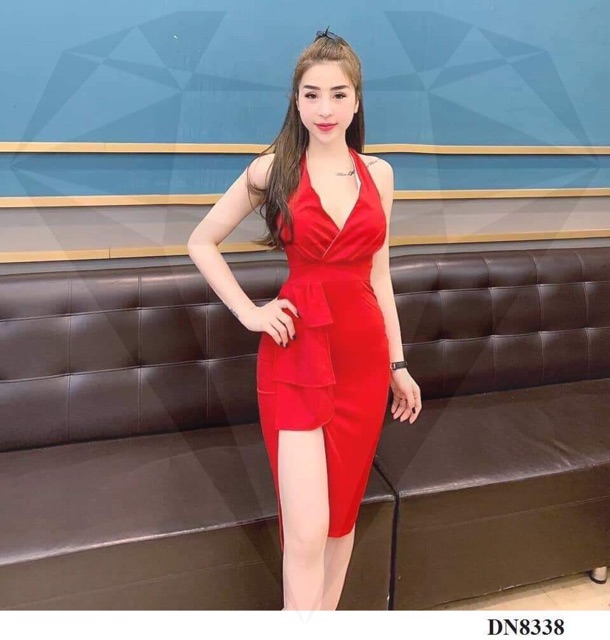 Váy Body Xếp Ly Xẻ Tà Cực Sang