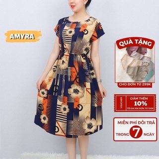 Đầm maxi đi biển lụa mango hoa vàng đi du lịch, đi dự tiệc sang trọng AMYRA - Váy đi tiệc đi biển đi chơi cho mẹ Va224