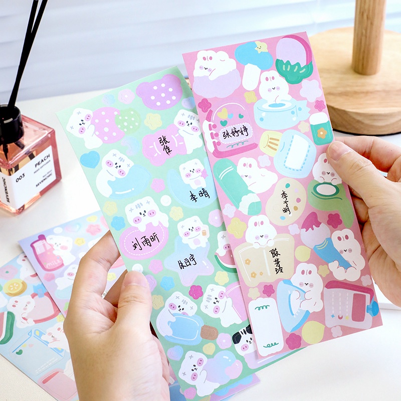 Set 4 Tấm Nhãn Dán Ghi Tên Có Thể Viết Dễ Thương Dùng Cho Trường Học