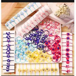 Set 10 thun buộc tóc hoa quả bé gái