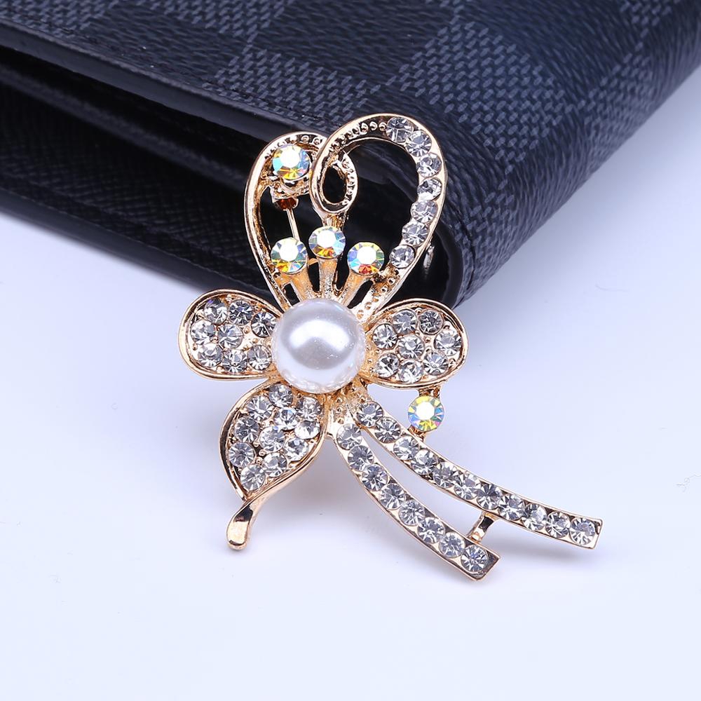 Ghim cài áo hình hoa đính đá pha lê thanh lịch thời trang mùa hè dành cho nữ