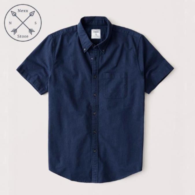 Áo sơ mi nam tay ngắn vải Oxford denim jean trắng cao cấp mềm mịn phù hợp công sở NS02  ྇