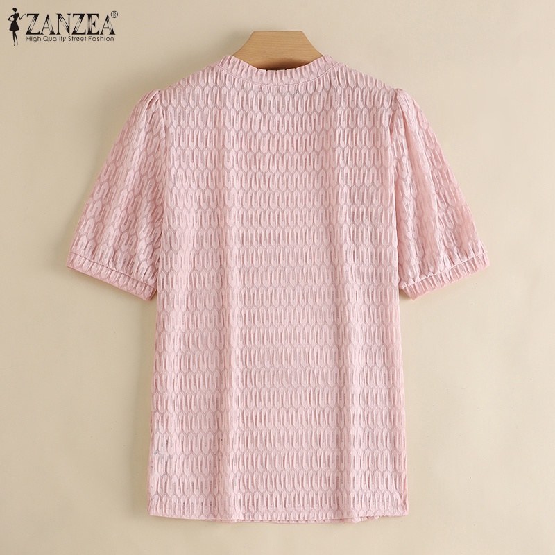 Zanzea Áo Kiểu Tay Phồng Ngắn Cổ Tròn Thời Trang Cho Nữ