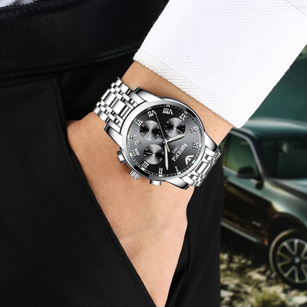 Đồng hồ nam NIBOSI 2301 dây thép lịch ngày thời thượng - Đẳng cấp doanh nhân | BigBuy360 - bigbuy360.vn