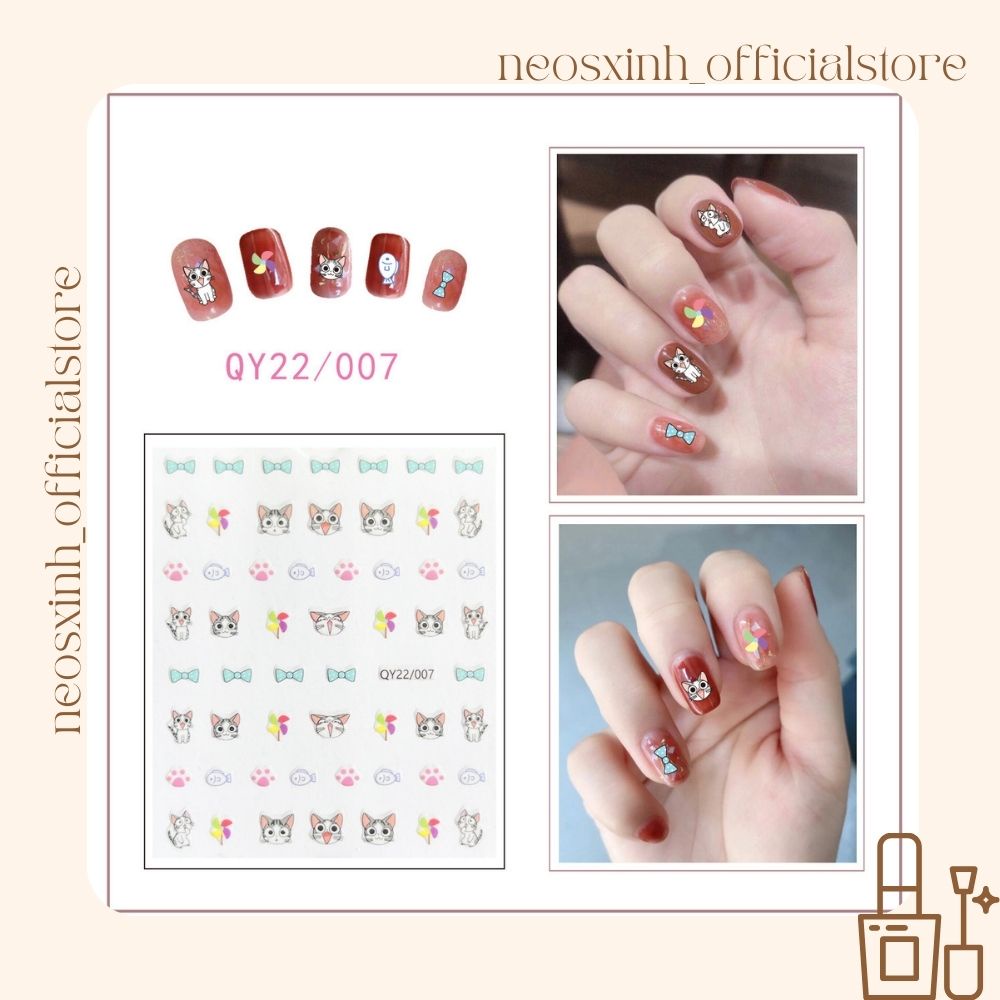 Sticker Dán Móng Tay Hoạt Hình QY2 40 Mẫu Cute Hot Trend - Hình Dán Móng - Neosxinh Nails